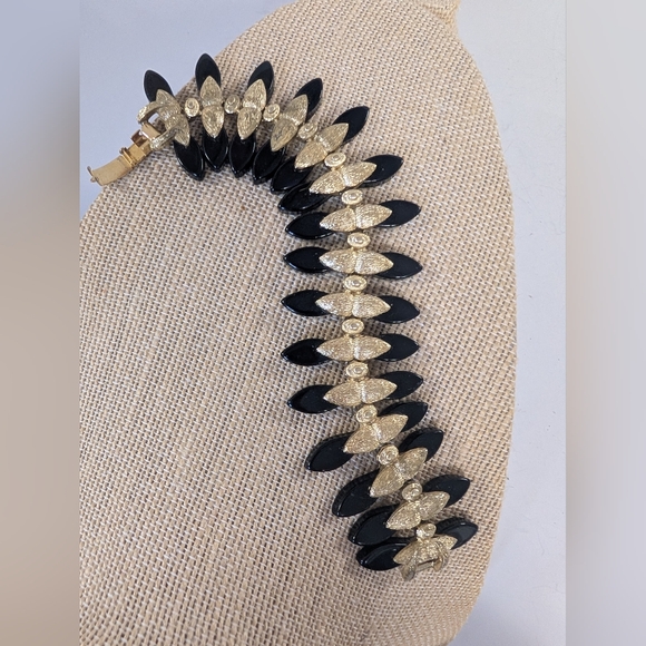 Vintage Coro Black and Gold Women's Bracelet